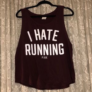 PINK I hate running workout top